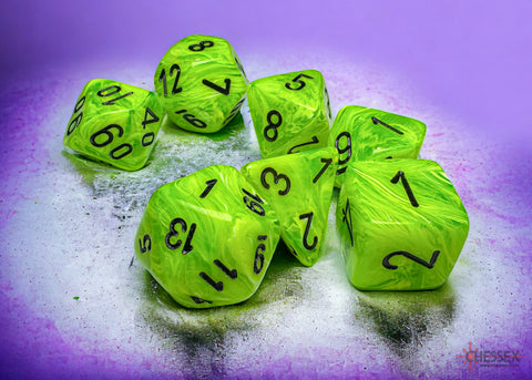 Chessex Vortex Mega-hedral Bright Green/black 7-Die Set CHX 22430