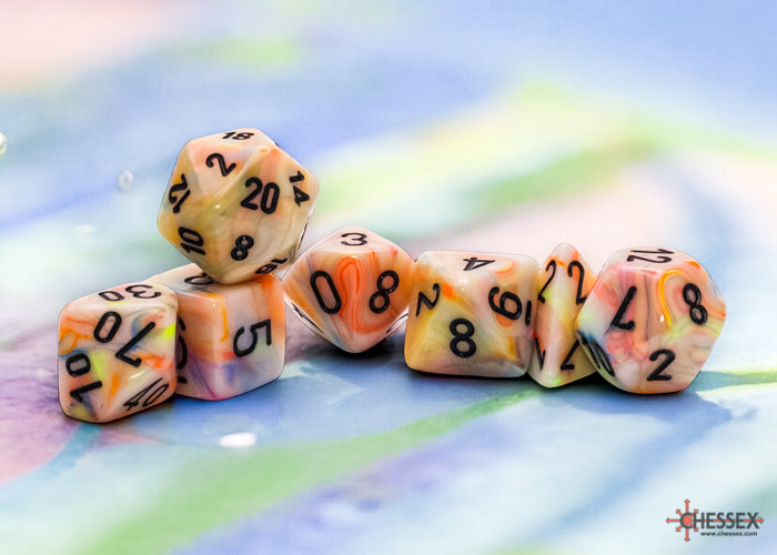 Chessex Festive Mega-hedral Circus/black 7-Die set CHX 22442