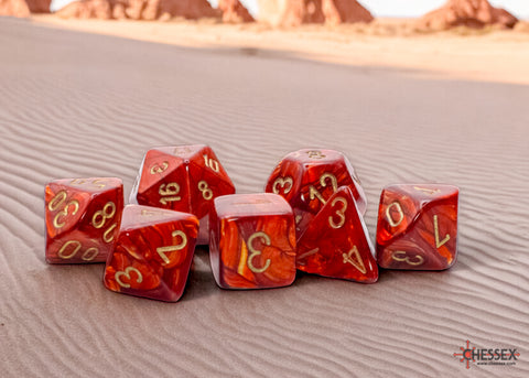 Chessex Scarab Mega-hedral Scarlet/gold 7-Die Set CHX 22414
