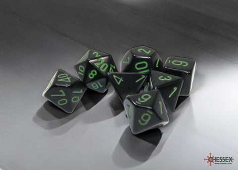 Chessex Opaque Black/green Polyhedral 7-Dice Set CHX 25458