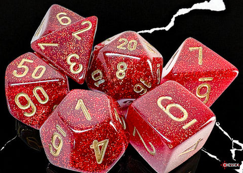 Chessex Glitter Mega-hedral Ruby/gold 7-Die Set CHX 22504