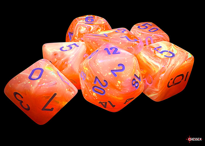Chessex Festive Mega-hedral Dahlia/white Luminary 7-Die Set CHX 22553
