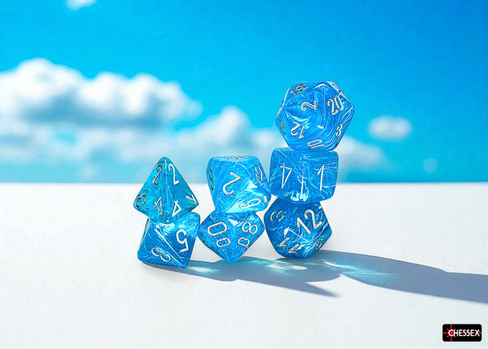 Chessex Luminary Mega-hedral Sky/silver Luminary 7-Die Set CHX 22566