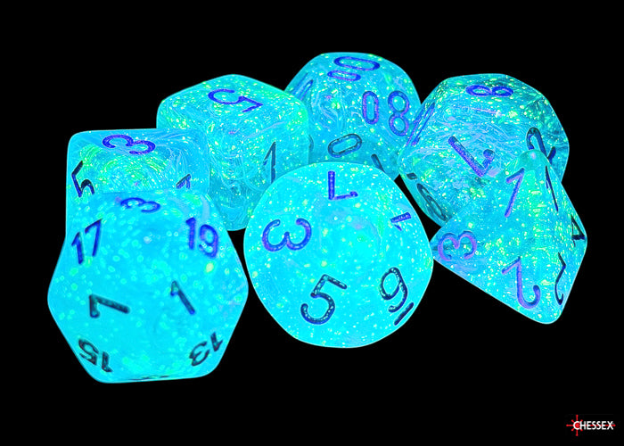 Chessex Luminary Mega-hedral Sky/silver Luminary 7-Die Set CHX 22566