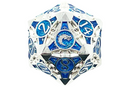 Old School 40mm D20 Metal Die: Gnome Forged - Silver w/ Blue