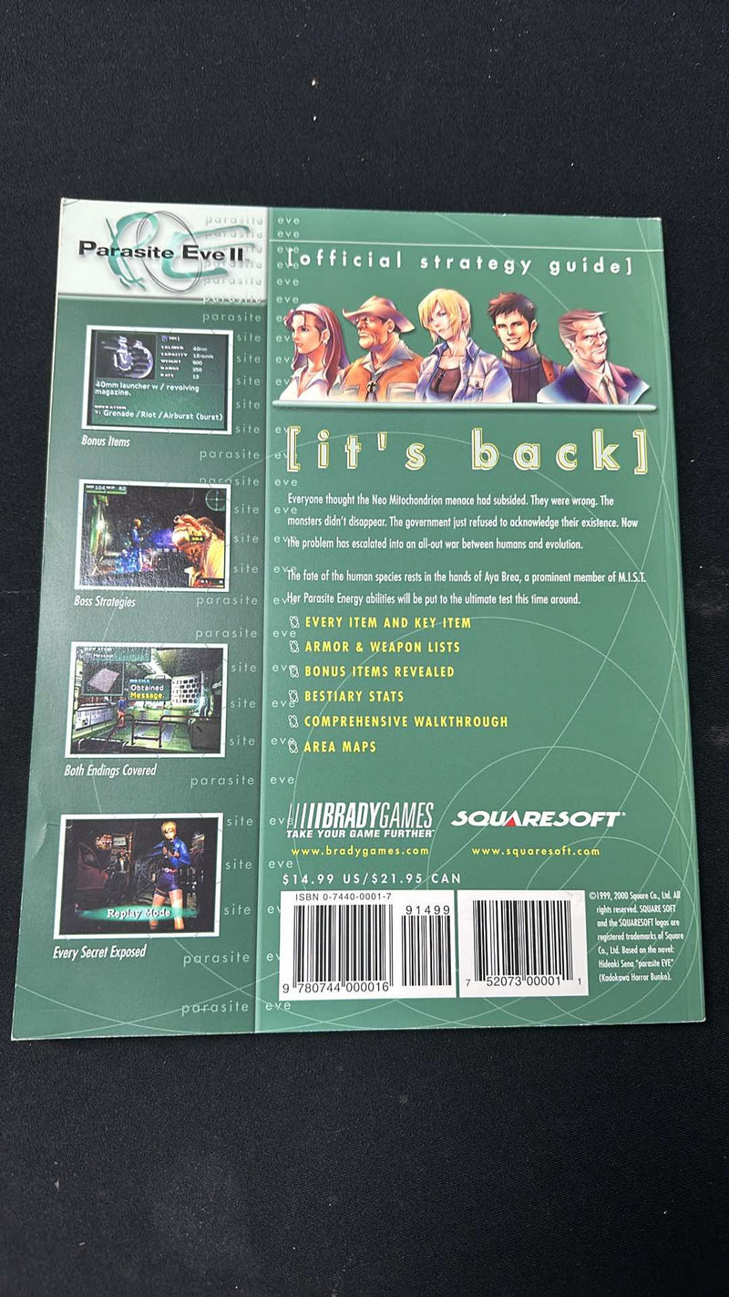 Parasite Eve II 2 Strategy Guide Playstation PS1 Official Brady Games Squaresoft