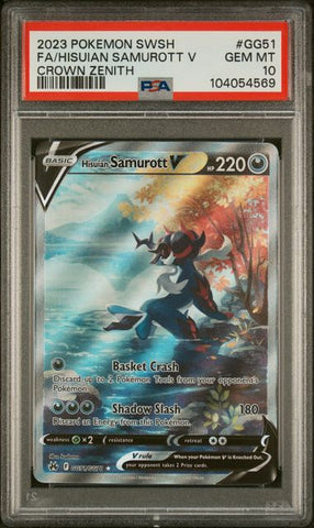 2023 POKEMON SWORD AND SHIELD CROWN ZENITH #GG51 FA/HISUIAN SAMUROTT V CROWN ZENITH PSA 10