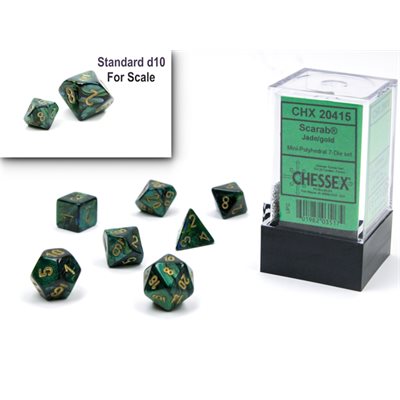 Mini Polyhedral 7-Die Set: Scarab: Jade/Gold