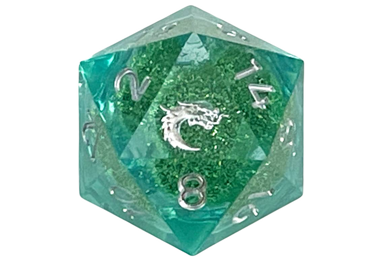 Old School Sharp Edged 22mm D20: Liquid Infused - Emerald Fury