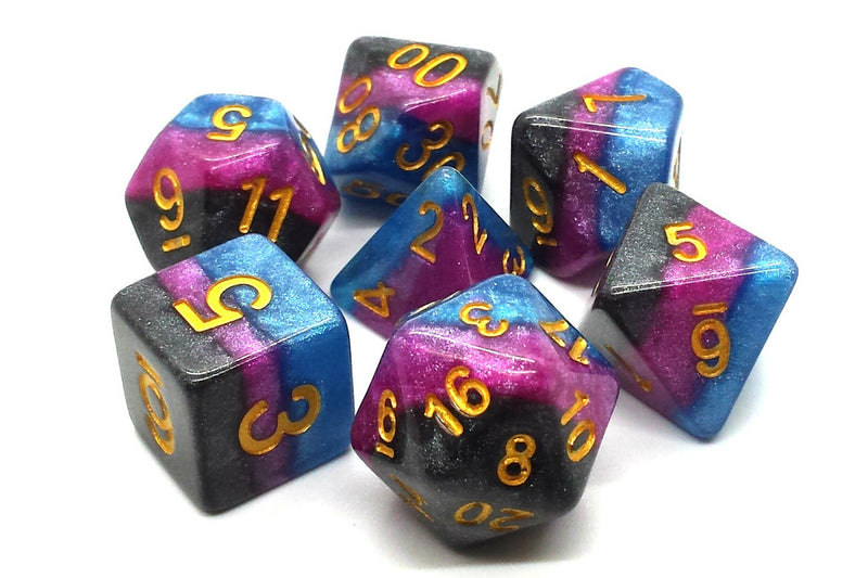 Old School 7 Piece DnD RPG Dice Set: Gradients - King's Court