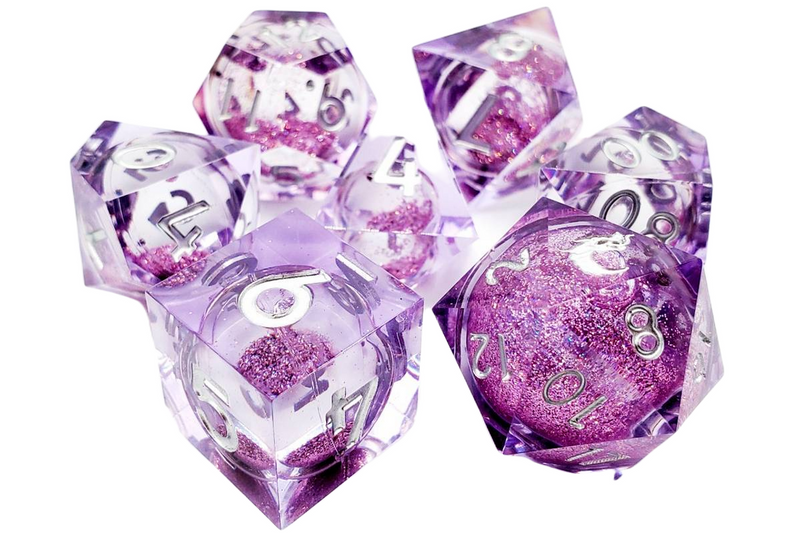 Copy of Old School 7-Piece Sharp Edged Dice Set: Liquid Infused - Azure Fury