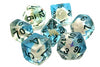 Old School 7 Piece DnD RPG Dice Set: Infused - Beach Party - Ocean Blue