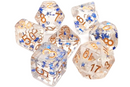 Old School 7 Piece DnD RPG Dice Set: Infused - Blue Stars w/ Gold