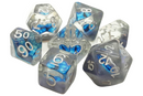 Old School 7 Piece DnD RPG Dice Set: Dragon Eye - Blue