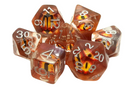 Old School 7 Piece DnD RPG Dice Set: Dragon Eye - Brown