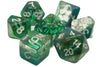 Old School 7 Piece DnD RPG Dice Set: Infused - Dragon Eye - Green