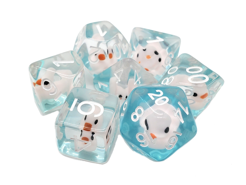 Old School 7 Piece DnD RPG Dice Set: Animal Kingdom - Duckling Pond