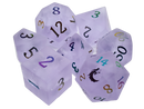 Old School 7 Piece DnD RPG Gemstone Set: Frosted Blast Glass - Amethyst w/ Spectral