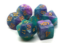 Old School 7 Piece DnD RPG Dice Set: Galaxy - Northern Lights