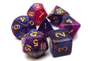 Old School 7 Piece DnD RPG Dice Set: Galaxy - Purple & Red