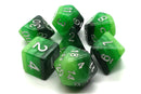 Old School 7 Piece DnD RPG Dice Set: Gradients - Treetop Canopy