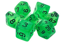 Old School 7 Piece DnD RPG Dice Set: Galaxy - Green Shimmer