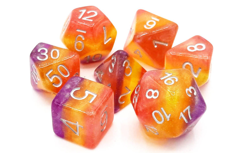 Old School 7 Piece DnD RPG Dice Set: Gradients - Hard Candy