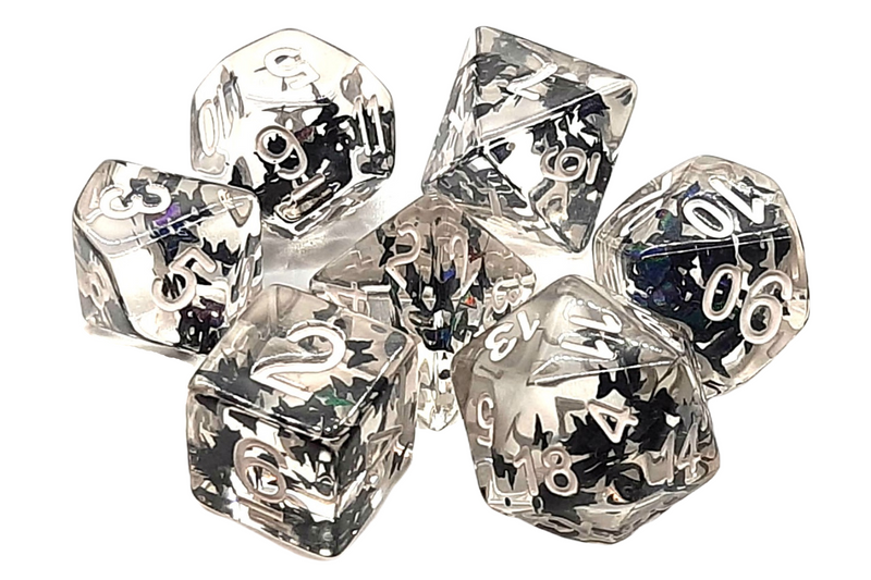 Old School 7 Piece DnD RPG Dice Set: Infused - Black Butterfly