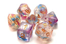 Old School 7 Piece DnD RPG Dice Set: Luminous - Violent Storm