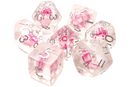 Old School 7 Piece DnD RPG Dice Set: Animal Kingdom - Purrfect Pink Cat