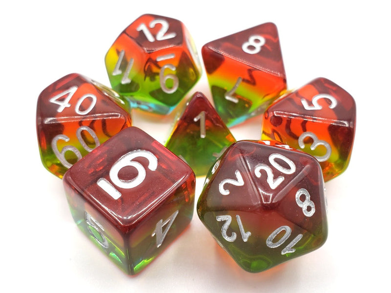 Old School 7 Piece DnD RPG Dice Set: Gradients - Psychodelic Trip
