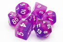 Old School 7 Piece DnD RPG Dice Set: Gradients - Translucent Purple Aurora - New