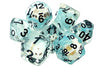 Old School 7 Piece DnD RPG Dice Set: Infused - Skull w/ Blue