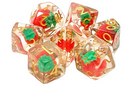 Old School 7 Piece DnD RPG Dice Set: Infused - Strawberry Fields!