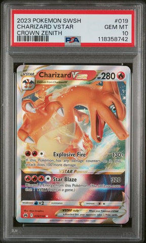 2023 POKEMON SWORD AND SHIELD CROWN ZENITH #019 CHARIZARD VSTAR CROWN ZENITH PSA 10