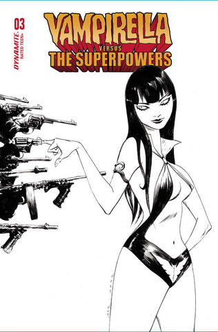 Vampirella vs Superpowers #3 Cover G 10 Copy Variant Edition Lee Black & White