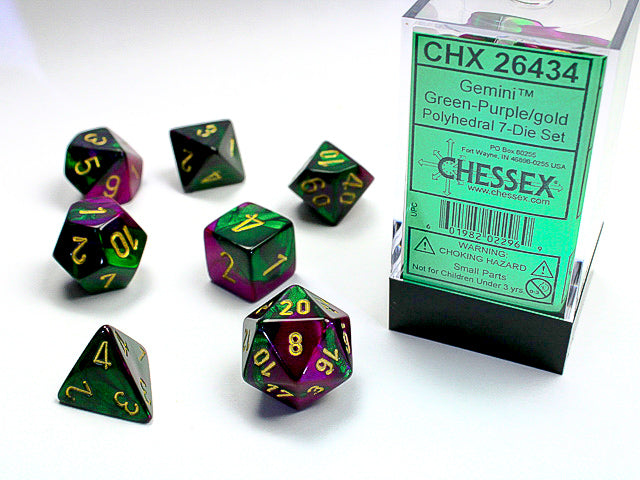 Green-Purple/gold Polyhedral 7-Die Set CHX 26434