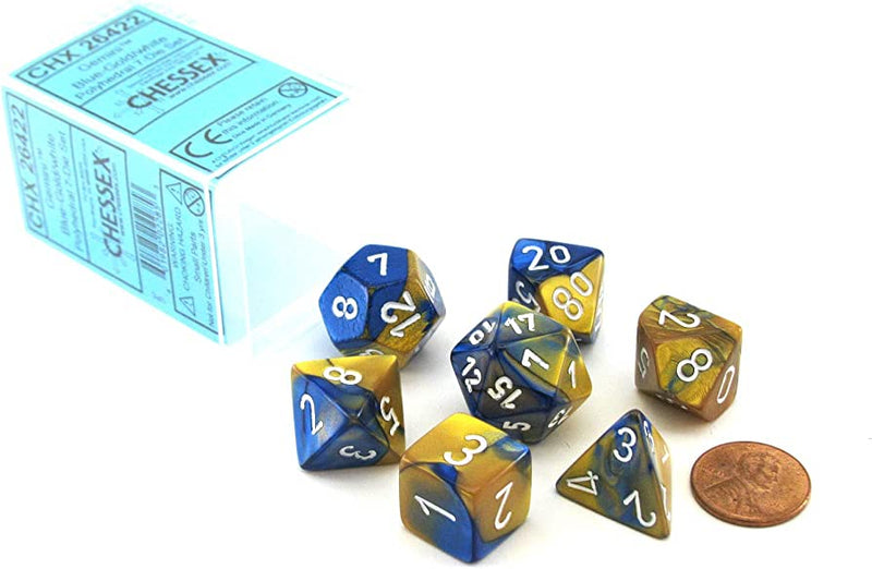 gemini Blue-Gold/White Polyhedral 7-Die Set