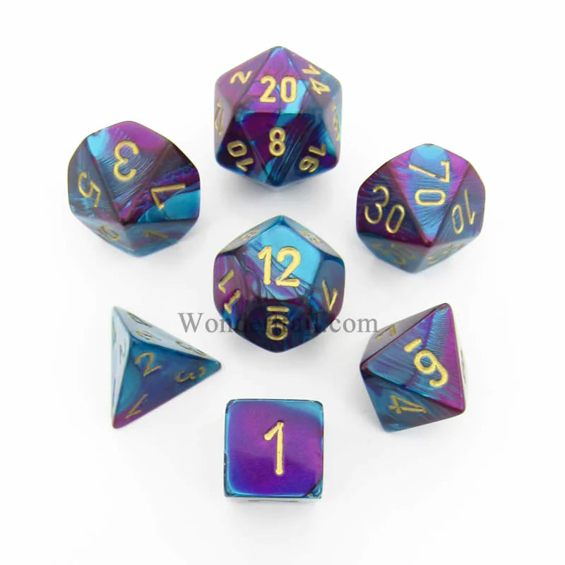 Purple-Teal/Gold Polyhedral 7 Die Set