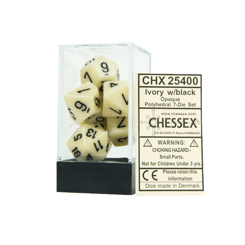 Opaque Ivory/Black Polyhedral 7-Die