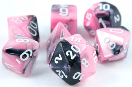 Gemini Black-Pink/white Polyhedral 7-Die Set