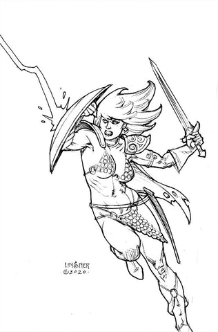 Red Sonja The Superpowers #4 45 Copy Linsner B&W Virgin Incv