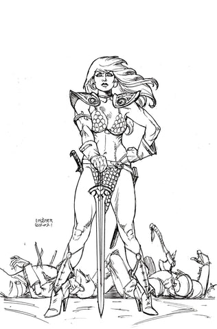 Invincible Red Sonja #1 50 Copy Linsner Line Art Virgin Incv
