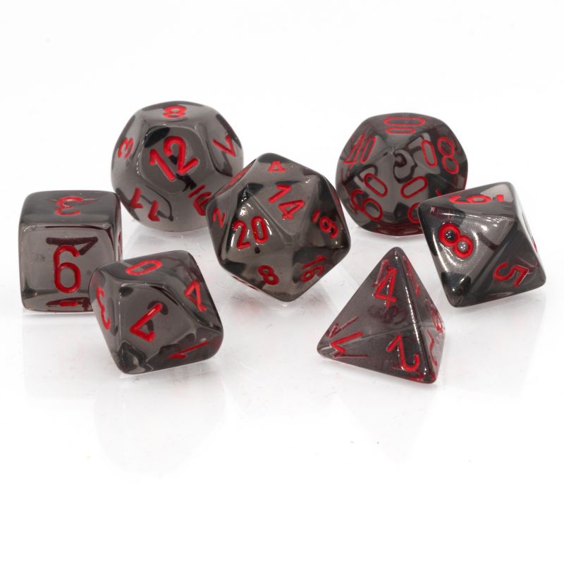 Smoke/Red Polyhedrial 7-Dice Set