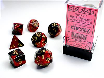 Black-Red/gold Polyhedral 7-Die Set